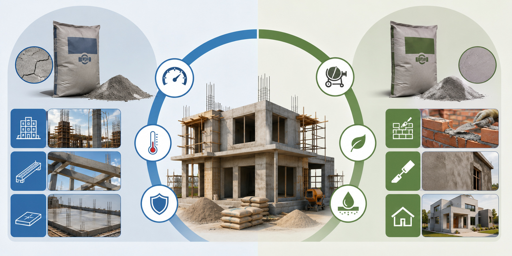 OPC vs PPC cement comparison for durable house construction and RCC work.